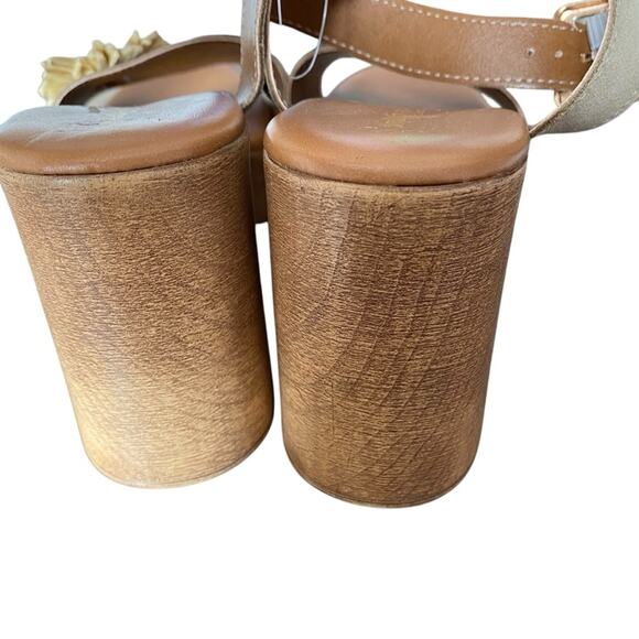Sophia Milano Made Italy Tan Suede Block Heel Sandals size 8 NWTs - Picture 9 of 12